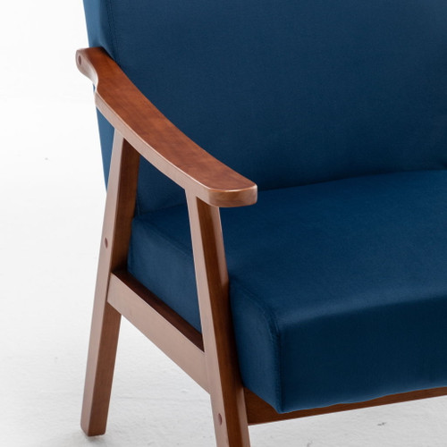 Accent Chair, Classic Mid Century Modern For Extra Seating - Dark Blue