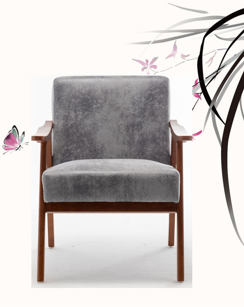 Accent Chair, Classic, Mid Century Modern For Extra Seating - Gray
