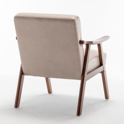 Accent Chair, Classic Mid Century Modern For Extra Seating - Light Camel
