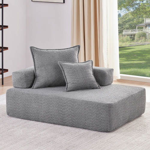 Lounge Frame For Oversized Modular U Shaped Sectional Floor Couch Convertible Compressed Couch, Spacious Foam Filled Sofa - Gray