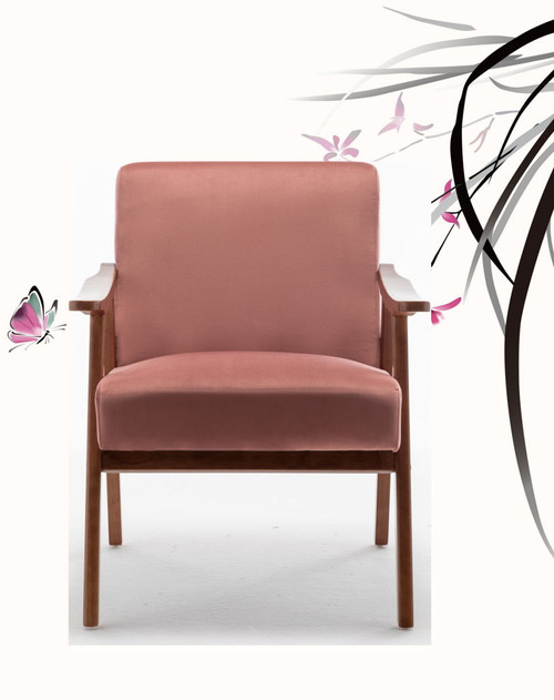 Accent Chair, Classic Mid Century Modern For Extra Seating - Rose