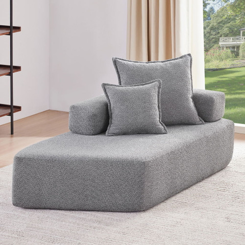 Special Shaped Frame For Oversized Modular U Shaped Sectional Floor Couch, Convertible Compressed Couch Spacious Foam Filled Sofa - Gray