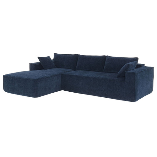 2 Pices Free Combination Minimalist Style Modular Sectional, Wrinkle Resistant Couch Set L Shaped Compressed Sofa For Living Room - Dark Blue