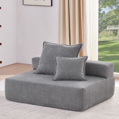 Loveseat Frame For Oversized Modular U Shaped Sectional Floor Couch Convertible Compressed Couch, Spacious Foam Filled Sofa - Gray