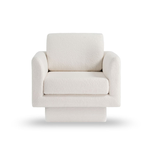 360° Modern Swivel Accent Chair Round Armchair, Thick Padded Single Lounge Sofa Upholstered Comfy - Cream