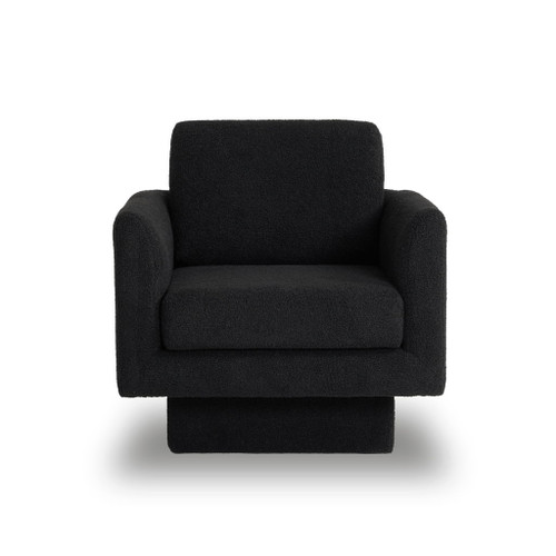 360° Modern Swivel Accent Chair Round Armchair, Thick Padded Single Lounge Sofa Upholstered Comfy - Black