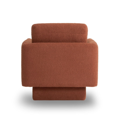 360° Modern Swivel Accent Chair Round Armchair, Thick Padded Single Lounge Sofa Upholstered Comfy - Brick Red