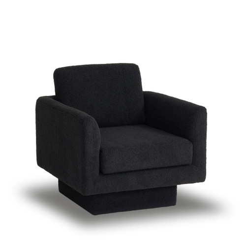 360° Modern Swivel Accent Chairs Round Armchair, Thick Padded Lounge Sofa Upholstered Comfy (Set of 2) - Black