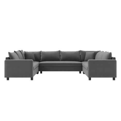 Modular Sectional Reversible U Shaped Couch Set, Free Combination Minimalist Style, Oversized 8 Seat Convertible Sofa - Gray