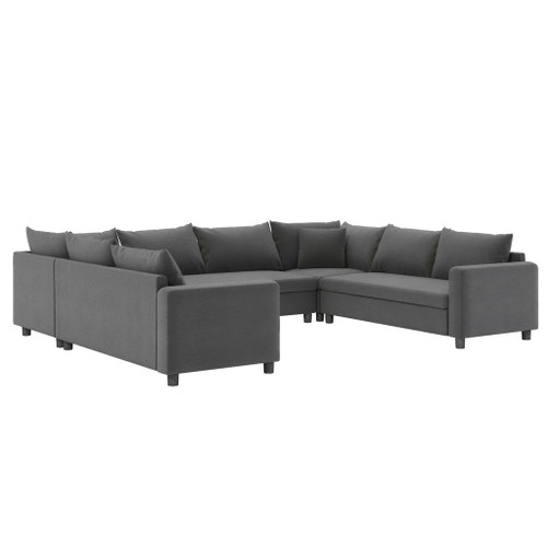 Modular Sectional Reversible U Shaped Couch Set, Free Combination Minimalist Style, Oversized 8 Seat Convertible Sofa - Gray