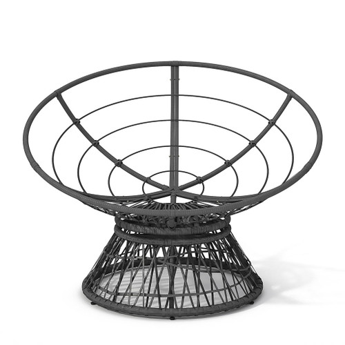 Ergonomic Wicker Chair With Cloud Thick Density Cushion, 3 Proof Cover High Capacity Iron Frame Fluid 360° Swivel - Gray
