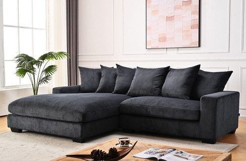 Luxe - Oversized 2 Piece Left Facing Sectional Couches For Living Room, L Shaped Sofa With Chaise - Black