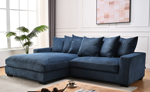 Luxe - Oversized 2 Piece Left Facing Sectional Couches For Living Room, L Shaped Sofa With Chaise - Blue