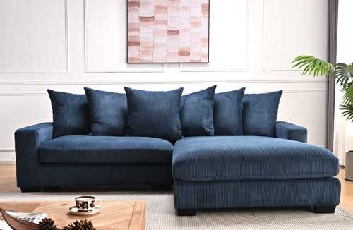 Luxe - Oversized 2 Piece Right Facing Sectional Couches For Living Room, L Shaped Sofa With Chaise - Blue