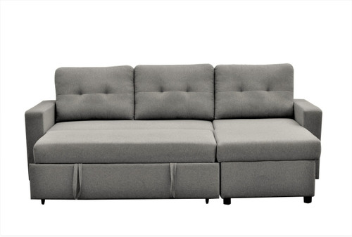 Convertible L Shaped Sectional Sleeper Sofa Bed, Saving Pull Out Couch - Gray