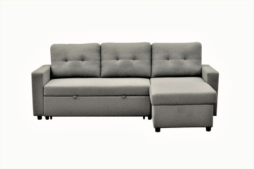 Convertible L Shaped Sectional Sleeper Sofa Bed, Saving Pull Out Couch - Gray