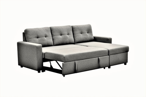 Convertible L Shaped Sectional Sleeper Sofa Bed, Saving Pull Out Couch - Gray
