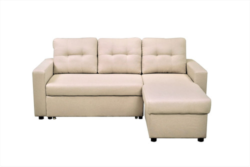 Convertible L Shaped Sectional Sleeper Sofa Bed, Saving Pull Out Couch - Beige
