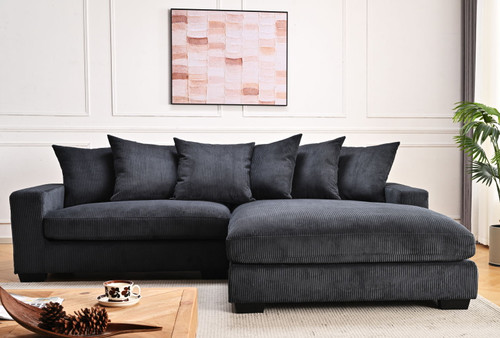 Luxe - Oversized 2 Piece Right Facing Sectional Couches For Living Room, L Shaped Sofa With Chaise - Black
