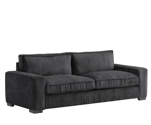 Luxe - Corduroy Sofa With Sleek Design, Spacious And Comfortable 3 Seater Couch - Black