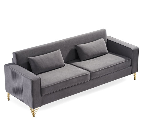 Aesthetic Sofas For Living Room, 3 Seater Couch With Classic Modern Appeal And Luxurious Soft Comfort - Gray