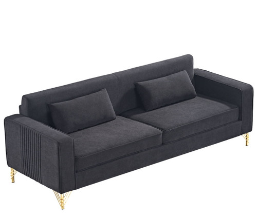 Aesthetic Sofas For Living Room, 3 Seater Couch With Classic Modern Appeal And Luxurious Soft Comfort, Easy To Maintain - Black