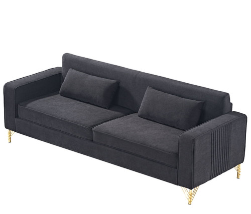 Aesthetic Sofas For Living Room, 3 Seater Couch With Classic Modern Appeal And Luxurious Soft Comfort, Easy To Maintain - Black