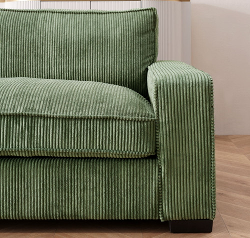 Luxe - Corduroy Sofa With Sleek Design, Spacious And Comfortable 3 Seater Couch - Green