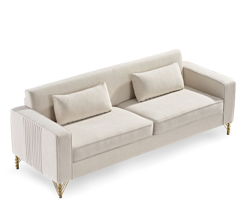 Aesthetic Sofas For Living Room, 3 Seater Couch With Classic Modern Appeal And Luxurious Soft Comfort - Beige