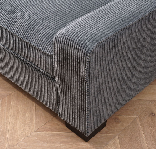 Luxe - Corduroy Sofa With Sleek Design, Spacious And Comfortable 3 Seater Couch - Gray