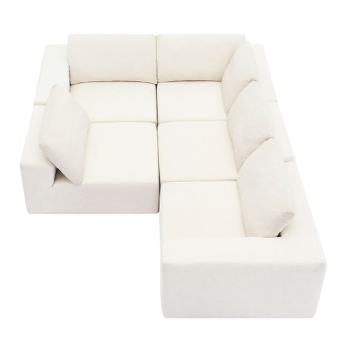 Modular Sectional With Wide Seat Free Combination L Shaped Couch Set Cloud Upholstered Minimalist Boneless Sofa - Beige