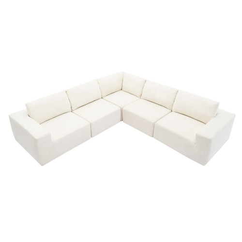 Modular Sectional With Wide Seat Free Combination L Shaped Couch Set Cloud Upholstered Minimalist Boneless Sofa - Beige