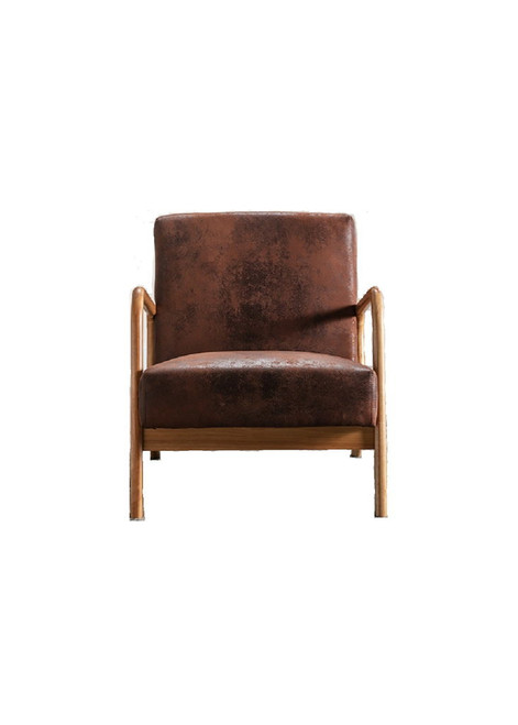Classic Mid-Century Modern Accent Chairs, Open Framed Armchair With Cushioning - Brown