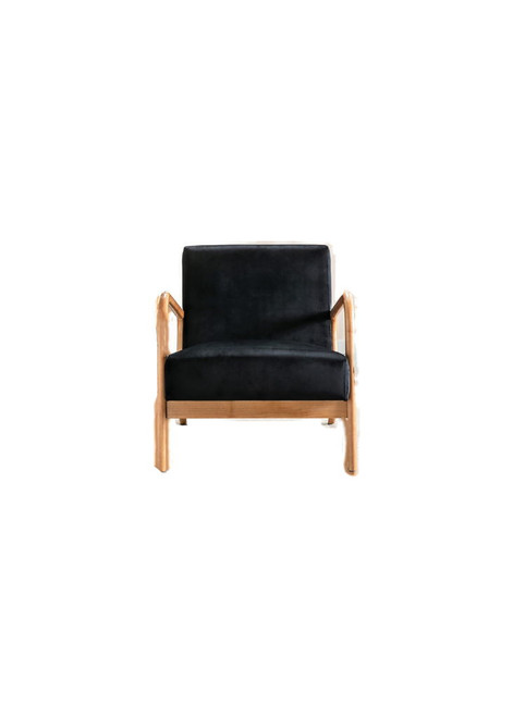Classic Mid-Century Modern Accent Chairs, Open Framed Armchair With Cushioning - Black