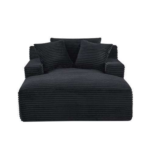 Cloudline - Oversized Chaise Lounge Chair In Soft Corduroy, Modern Comfy Couch With Full Foam Cushioning, Cozy Sleeper Sofabed For Living Room - Black