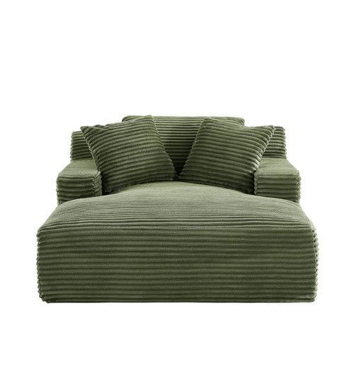 Cloudline - Oversized Chaise Lounge Chair In Soft Corduroy, Modern Comfy Couch With Full Foam Cushioning, Cozy Sleeper Sofabed For Living Room - Green