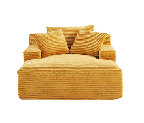 Cloudline - Oversized Chaise Lounge Chair In Soft Corduroy, Modern Comfy Couch With Full Foam Cushioning, Cozy Sleeper Sofabed For Living Room - Yellow