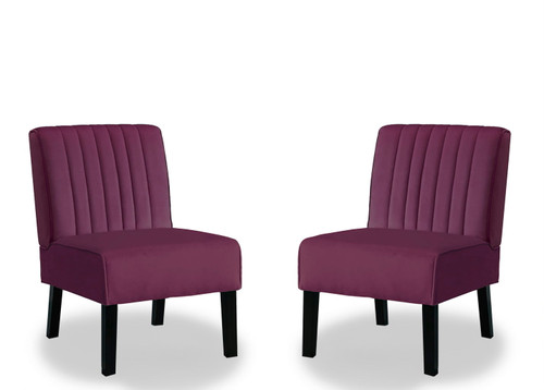 Reese - Mid-Century Modern Accent Chairs With Minimalist Design, Elegant Upholstery And Legs (Set of 2) - Purple