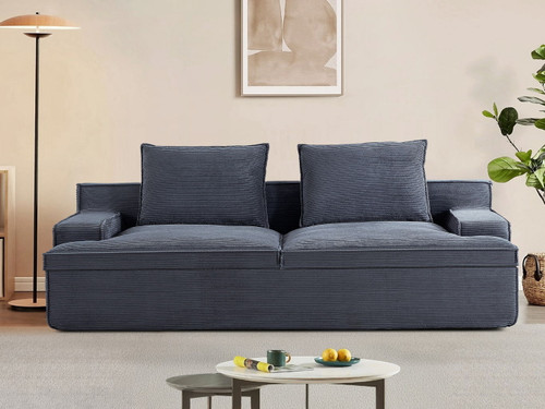 Nimbus - Oversized Full Foam 4 Seater Couch For Living Room Upholstered In Soft Corduroy, Wide Armrests - Gray