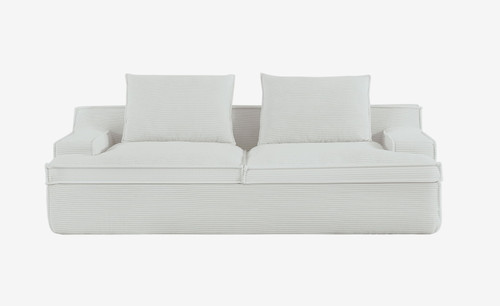 Nimbus - Oversized Full Foam 4 Seater Couch For Living Room Upholstered In Soft Corduroy, Wide Armrests - Ivory