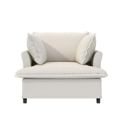 Oversized Single Seat Sofa Module For Modular Sectional Wide Seat, Armchair With Pillows Modern Upholstered Comfy Single Couch Lounge - Beige