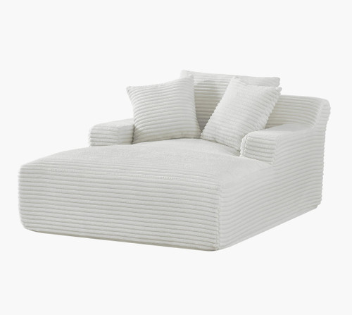 Cloudline - Oversized Chaise Lounge Chair In Soft Corduroy, Modern Comfy Couch With Full Foam Cushioning, Cozy Sleeper Sofabed For Living Room - Ivory