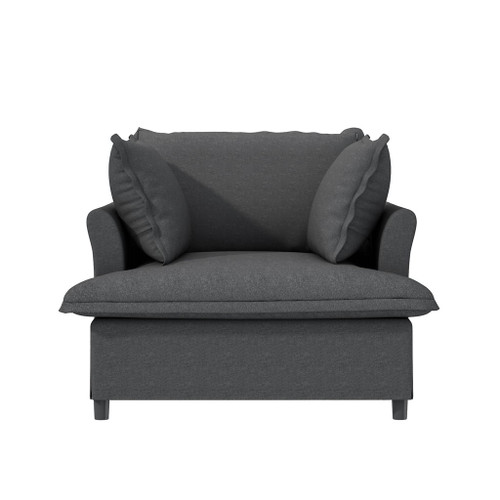 Oversized Single Seat Sofa Module For Modular Sectional Wide Seat, Armchair With Pillows Modern Upholstered Comfy Single Couch Lounge - Gray
