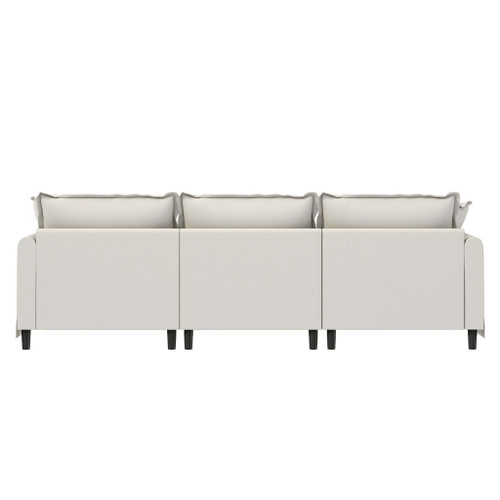 3 Seat Sofa Module For Modular Sectional Wide Seat Cloud Couch With Throw Pillows Upholstered - Beige