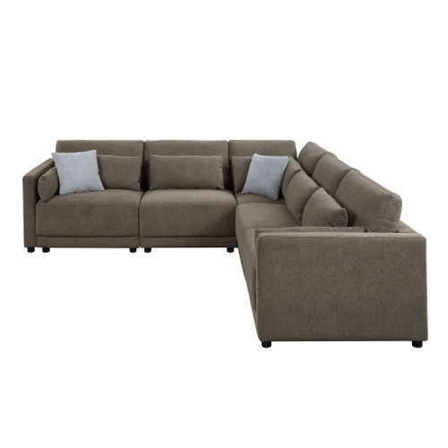 Rylie - 5 Piece Modular Sectional Sofa With Toss Pillows - Brown