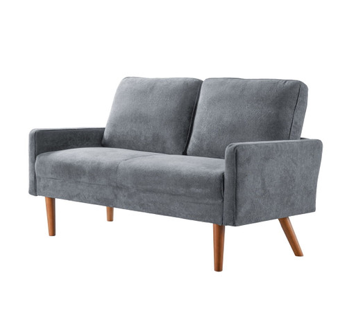 Loveseat Sofa, European Style With Sleek Design, Modern & Vintage Flair, Upholstered 2 Seater Couch - Gray