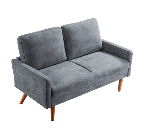 Loveseat Sofa, European Style With Sleek Design, Modern & Vintage Flair, Upholstered 2 Seater Couch - Gray