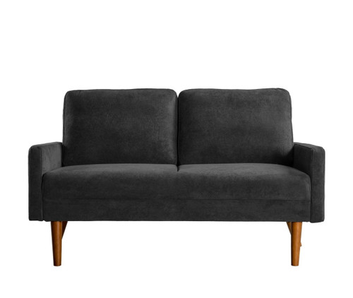 Loveseat Sofa, European Style With Sleek Design, Modern & Vintage Flair, Upholstered 2 Seater Couch - Black