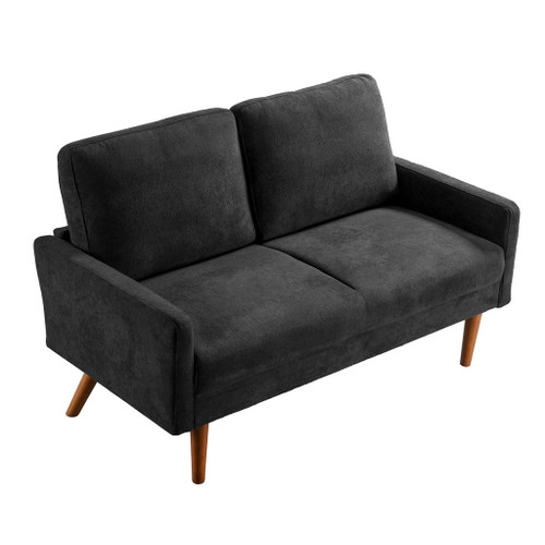 Loveseat Sofa, European Style With Sleek Design, Modern & Vintage Flair, Upholstered 2 Seater Couch - Black