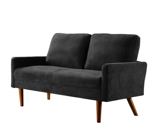 Loveseat Sofa, European Style With Sleek Design, Modern & Vintage Flair, Upholstered 2 Seater Couch - Black
